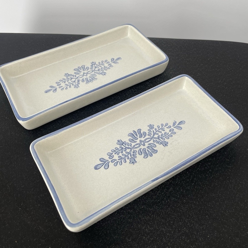 Vintage‎ Pfaltzgraff Yorktowne 2 Relish Dish 716-51 Stoneware Gray Blue USA